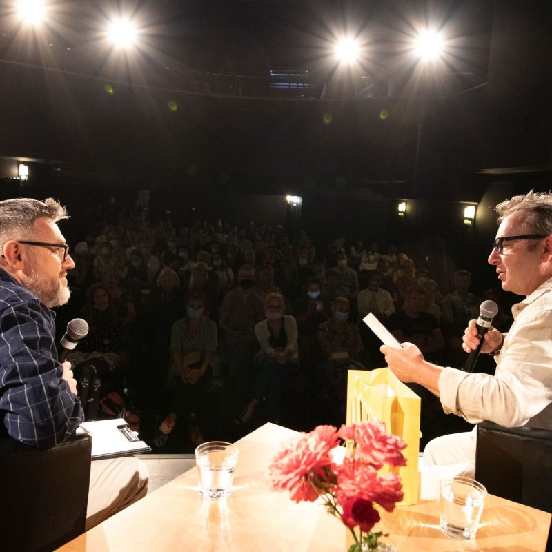 Zbigniew Zamachowski i Krzysztof Spór podczas spotkania w ramach 15. DWF