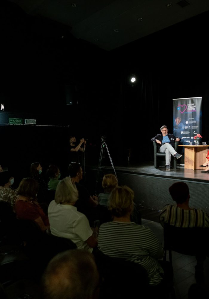 Dorota Landowska, Mariusz Bonaszewski i Krzysztof Spór podczas spotkania w ramach 15. DWF